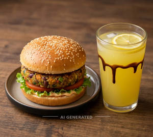 Veg Burger + Lemon Juice