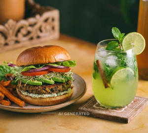 California burger + Moroccan mint lime