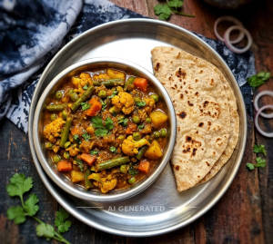 Mix Veg + Tawa Plain Roti (2 pieces)