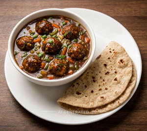Veg Manchurian Gravy + Tawa Roti (2 pieces)