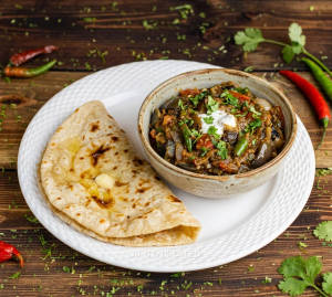 Baingan Da Bharta + Butter Roti (1 piece)