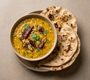 Dal Fry Tadka + Tandoori Roti (2 pieces)