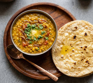 Dal Fry [Pure Desi Ghee] + Butter Roti (1 piece)