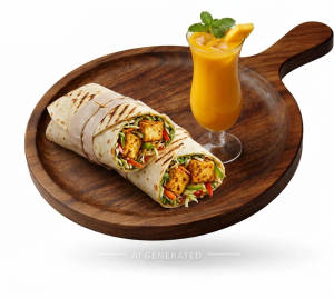 Paneer wrap + Mango [mocktails]