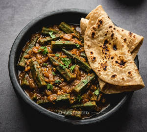 Bhindi Masala + Tawa Roti (2 pieces)