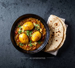 Egg Curry + 1 Tawa Roti (2 Pieces)