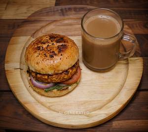 Tandoori Burger + Plain Cold Coffee
