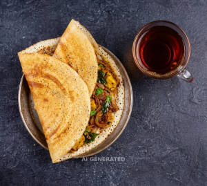 Onion Masala Dosa + Black Tea