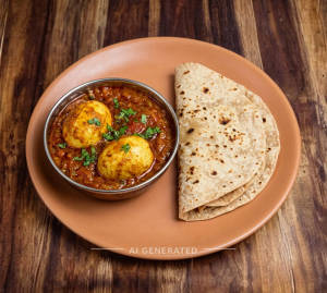 Egg Curry + Tawa Roti (2 pieces)