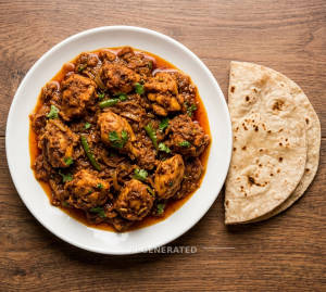 Tawa Chicken Dana Masala Half + Plain Roti 2pc