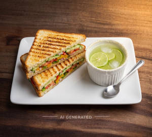 Veg Grilled Sandwich + Fresh Lime
