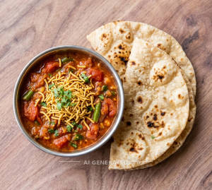 Sev Tamatar + Tawa roti plain (2 pieces)