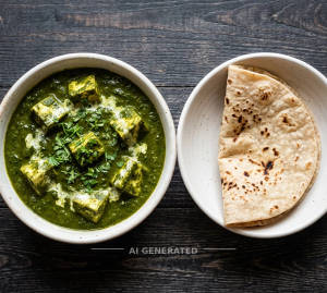 Palak paneer + Tawa chapati plain (1 piece)