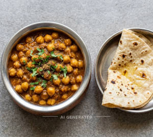 Chana Masala + Plain Tawa Roti (1 Piece)