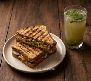 Veg Grilled Sandwich + Fresh Jal Jeera