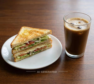 Veg Cheese Sandwich + Plain Cold Coffee