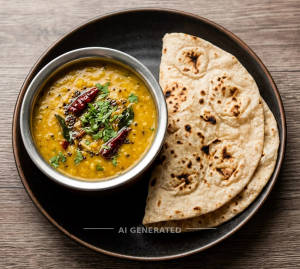 Dal Tadka + Plain Tandoori Roti (2 pieces)