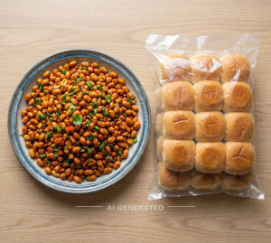 Masala Peanuts [250 Grms] + Pov Bun Packet big [20 Pieces]