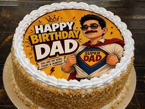 Eggless Butterscotch Happy Birthday Dad Special Cake
