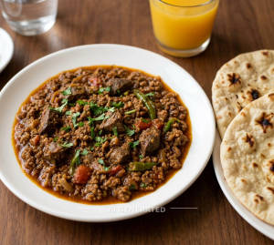 Mutton keema kaleji + Plain tandoori roti (2 pieces)