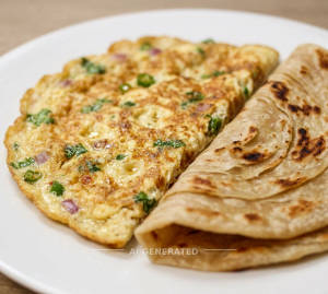 Egg Omelette [2 Eggs] + Roti (2 pieces)
