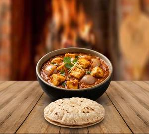 Paneer Do Pyaza + Plain Roti (1 Piece)