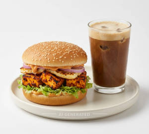 Tandoori Cheese Burger + Cold Coffee