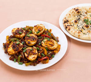 Egg Schezwan Dry + Kulcha (1 piece)