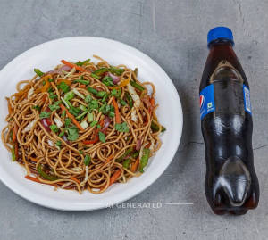Veg Chowmein + Cold Drinks 300 Ml
