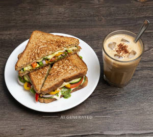Veg Grilled Sandwich + Cold Coffee