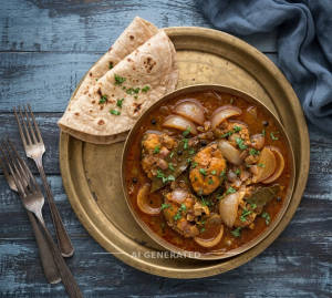 Fish Do Pyaza (1 Plate) + Plain Roti (2 pieces)