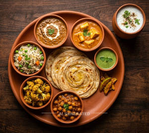 Punjabi thali + Chach