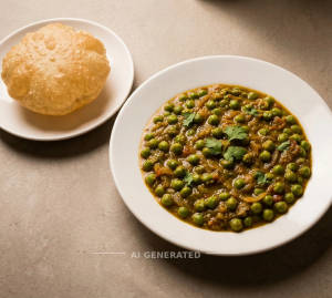 Green Matar Masala + Puri (1 piece)