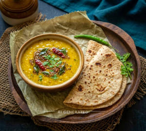 Dal Tadka + Tawa Roti (2 pieces)