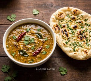 Dal Fry + Garlic Naan (1 piece)