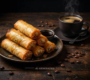 Veg Spring Rolls + Hot Coffee