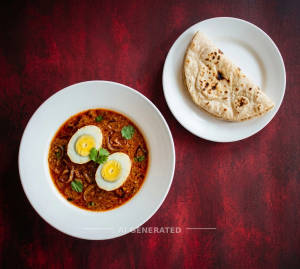 Anda curry half 2 egg + Tawa roti (1 piece)