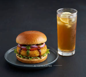 Aloo Tikki Burger + Classic Plain Ice Tea