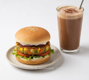 Veg Burger + Cold Coffee