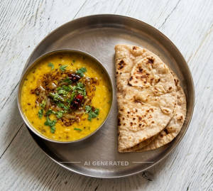 Dal Fry (Yellow) + Tawa Roti (2 pieces)