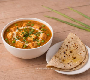Matar Paneer + Tawa Roti (2 pieces)