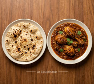Chicken Curry + Tawa Roti (1 piece)