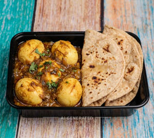 Egg Curry + Tawa Roti (2 pieces)