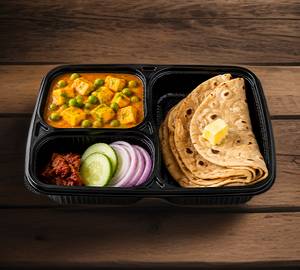 Matar paneer with 4 butter roti