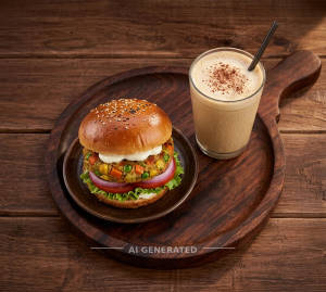 Veg Patty Burger + Cold Coffee ( Milky & Sweet )