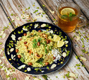 Poha + 2 Cup Lemon Tea