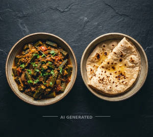 Bhindi Masala + Tawa Roti (1 piece)