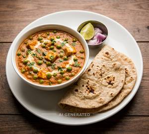 Mattar Masala + Tawa Roti Plain (2 Pieces)