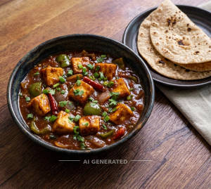 Chilli Paneer Gravy + Tawa Roti (2 pieces)