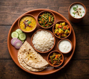 Sada thali + Chach